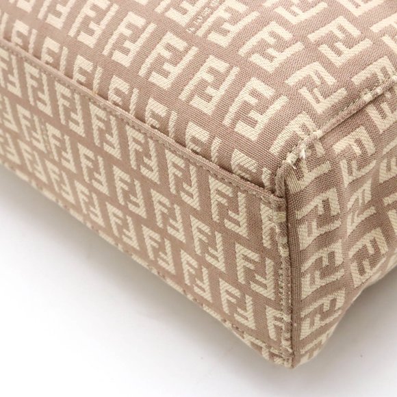 FENDI Zucchino Zucca pattern tote bag handbag canvas leather pink beige 8BH133 - Picture 4 of 10